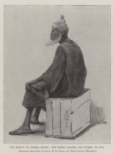 La rivolta in Sierra Leone, il capo ribelle, Bai Bureh, in prigione da Henry Charles Seppings Wright
